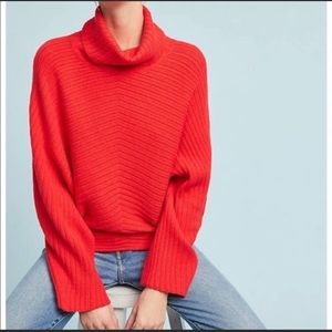 COPY - Anthropologie MOTH Turtleneck TISBURY Red SWEATER